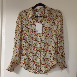 NWT & Other Stories Paris Atelier Multi Floral Silk Shirt Size 2